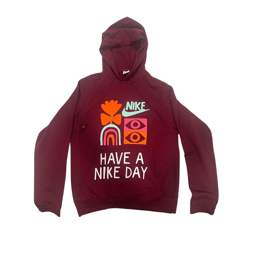 Nike HBR Fleece Tech Pullover Hoodie Burgundy Men Small